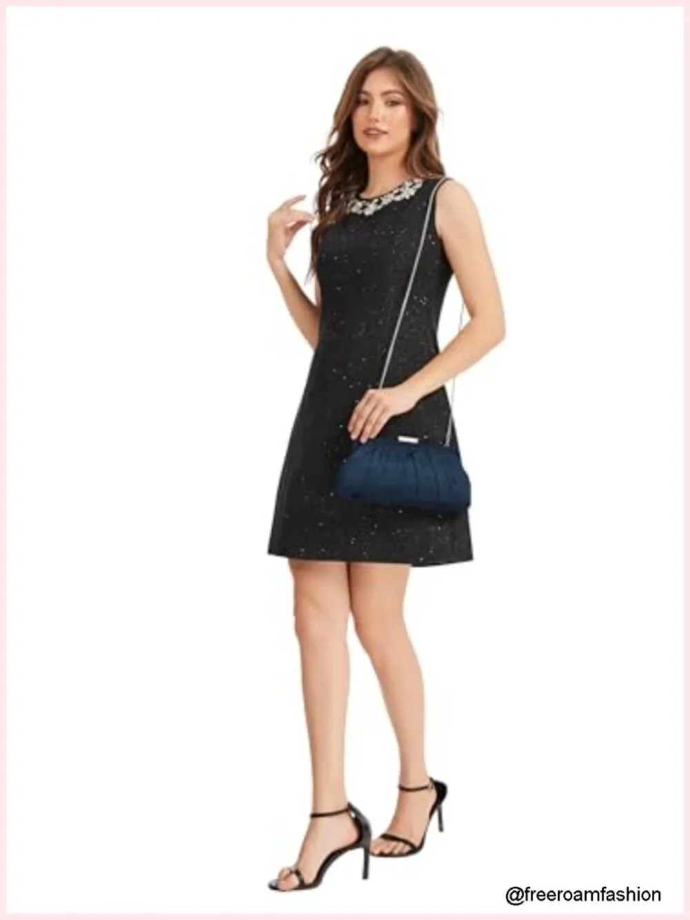 Faux Suede Evening Clutch Purse with Rhinestone Clasp